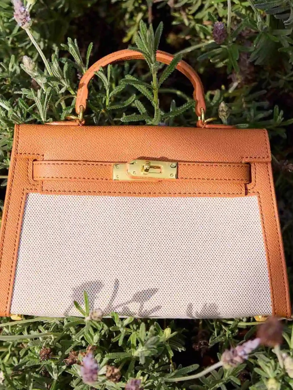 Helena Orange and Cream Top-Handle Satchel